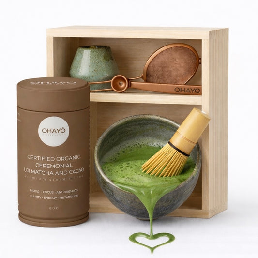 MATCHA RITUAL SET WITH MATCHA & RAW CACAO BLEND